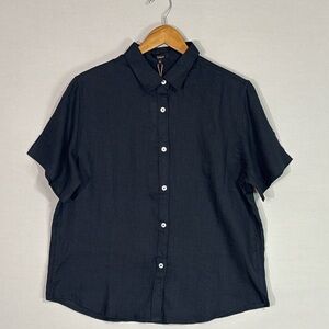 Quince 100% Linen Black Button Down Top M NWT European Linen